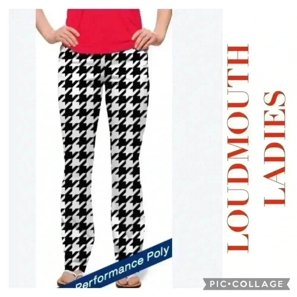 NEW Loudmouth Ladies Oakmount Houndstooth Stretchtech Golf Pants Size 4